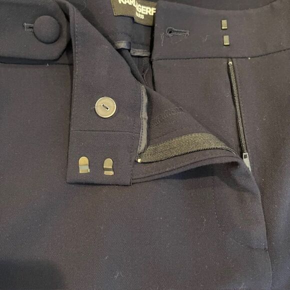 Karl Lagerfeld Navy Dress Pants Trousers Compression Scuba Waist Detail Size 14 - Picture 11 of 12